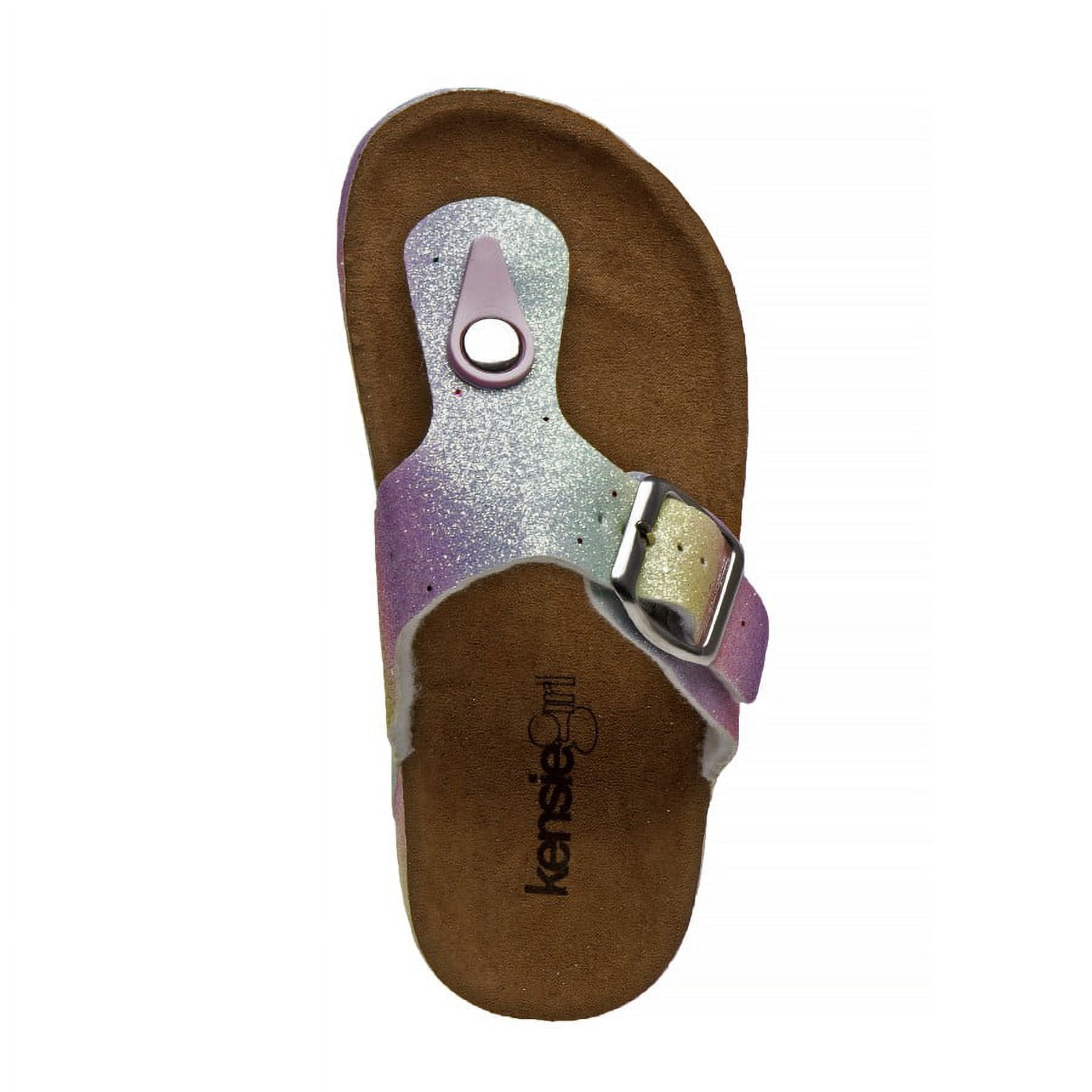 Kensie Girl Thong Flat Heel Kids Cork Sole Flip-Flops with Buckle Strap - Pink , 3