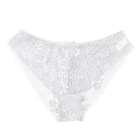 LARUYEKO Womens Lace Underwear with Bow Sexy Thin Strap Hollow Out Crotch Ladies Triangle Panties Women s Cotton Underwear High Waisted Ladies Full Coverage Panties High-Cut Stretch Cool Underwear