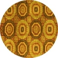 thumbnail image 1 of Ahgly Company Machine Washable Indoor Round Oriental Yellow Modern Area Rugs, 6' Round, 1 of 4