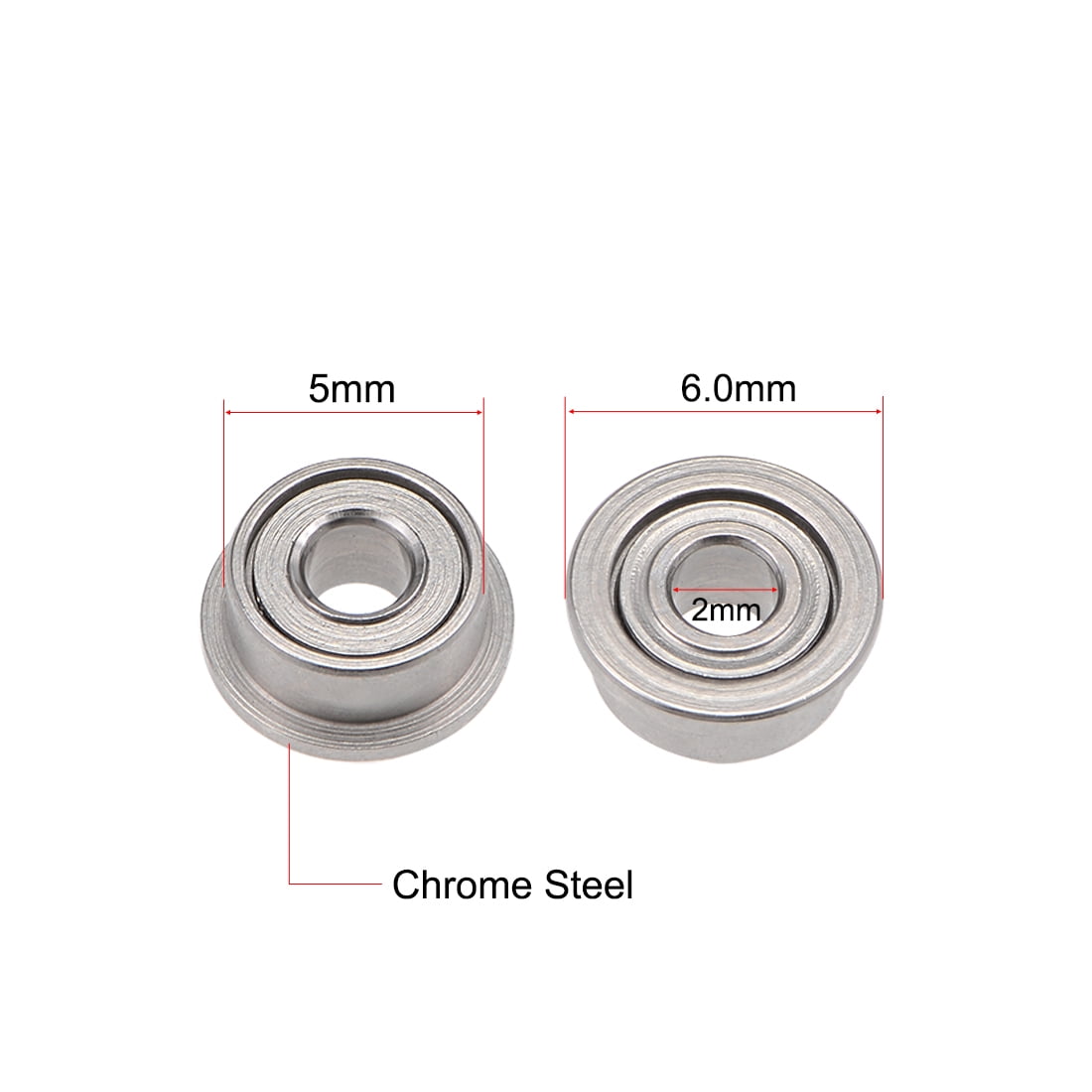 Unique Bargains Miniature Flange Ball Bearings Double Shielded Chrome Steel 2x5x2.5mm