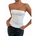 thumbnail image 2 of Women'S Tube Tops Strapless Going Out Crop Tank Top Ruched Bandeau Outfits Sleeveless Y2K Shirts White XS, 2 of 9