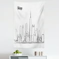 thumbnail image 1 of Chicago Skyline Tapestry, Hand Drawn City Silhouette Downtown Free Hand Sketch of Panoramic Landmark, Fabric Wall Hanging Decor for Bedroom Living Room Dorm, 5 Sizes, Black White, by Ambesonne, 1 of 1