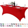 thumbnail image 1 of Spandex Table Cover for 6FT Table Universal Fitted Stretch Tablecloth for Party, Banquet, Wedding and Events - Red, 1 of 5