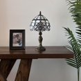 thumbnail image 6 of Tiffany Mini Table Lamp White Stained Glass Baroque Style Lavender LED Bulb Included Pull Chain Switch Bedroom Living Room 8"W14"H, 6 of 7