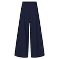 thumbnail image 5 of Povozer Women's Stretchy Wide Leg Palazzo Lounge Pants Casual Comfy High Waist Palazzo Pants(Dark Blue,XL), 5 of 6