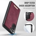 thumbnail image 4 of Case For Samsung Galaxy S22+ 5G RFID Blocking Compatible With MagSafe Detachable 2 In 1 Wallet With Card Holder,PU Leather Case,  Holder Kickstand Magnetic Protective Women Men Cover,Wine red, 4 of 11