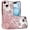Flower Rose Gold, variant on For Apple iPhone 16 Plus (6.7") Luxury Floral Design Sparkle Glitter Diamond Crystal Rhinestone Shimmer Bling Plating Thick TPU Hard PC Cover, XPM Phone Case [Flower Silver]