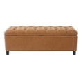thumbnail image 5 of GZXS Modern Entryway Storage Bench with Safety Hinges, Brown PU Upholstered Ottoman Seating w/ Rubber Wood Legs - 51.18"L x 17.52"W x 18"H, 5 of 10