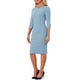 thumbnail image 4 of Vestido Vintage para Mujer Inspire Chic de Manga 3/4, Vestidos Sheath para Trabajar, Color Azul Cielo, 4 of 6