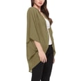 thumbnail image 2 of Women's Loose Fit 3/4 Sleeves Kimono Style Cover Up Solid Cardigan S-3XL, 2 of 4