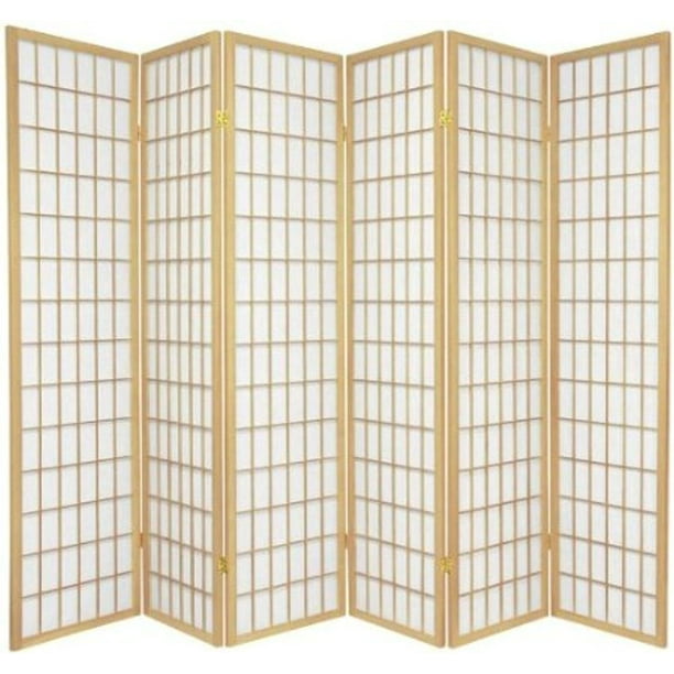 Legacy Decor Japanese Oriental 6 Panel Room Divider, 71" Tall, Natural