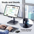 thumbnail image 4 of CreaDream Tablet Stand, Heavy Aluminum Tablet Holder for Desk with Adjustable 360° Swivel Bracket, Compatible with iPad Pro/Air/Mini, Galaxy Tab, Surface Pro, Ipad Holder Stand for 4.7''-13", Black, 4 of 7