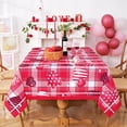 thumbnail image 4 of Valentine''s Day Tablecloth Rectangle 60x84 Inch, Buffalo Plaid Table Cloth, Red Black Striped Love Heart Tablecloths, Waterproof Spillproof Tablecloth for Valentines Day Wedding Party Decoration, 4 of 6