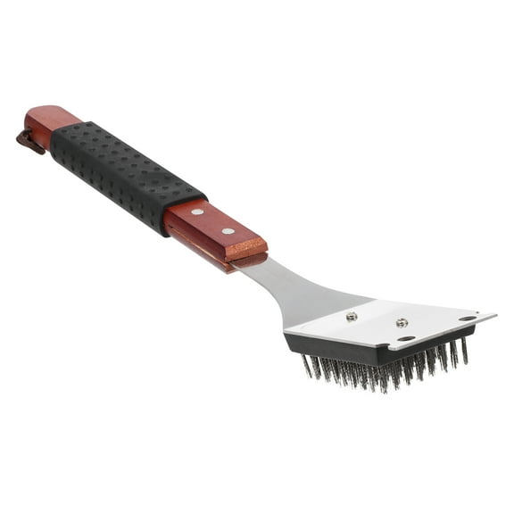 GAXIRE Heavy Duty Grill Cleaning Brush with Wood Handle, Easy Drying Grill Scrubber for BBQ, 1 Set