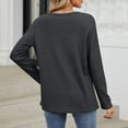 thumbnail image 5 of UJNDER Women's Casual V Neck Long Sleeve Tops Knit Loose Shirt 2025 Solid Color Pullovers Tops for Women Comfortable Knit Dark Gray M, 5 of 7