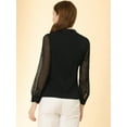 thumbnail image 4 of INSPIRE CHIC Women's Chiffon Textured Sheer Sleeve Button Down Work Shirt, 4 of 5