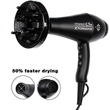 JINRI JR-104A 1875W Professional Infrared and Negative Ion Ceramic Hair Dryer with 2