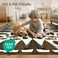 thumbnail image 4 of ODIKA 9'x12' Washable Area Rug Low Pile, Flatwoven, Print Border Cabin Forest Motif Motifs Lake Fishing Wildlife Refined Structured for Great Room, Indoor Concept, Large Living, 4 of 7