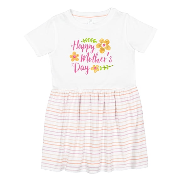 Inktastic Happy Mothers Day with Flowers Girls Toddler Dress