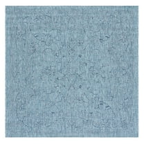 SAFAVIEH Courtyard Darin Botanical Indoor/Outdoor Area Rug, Aqua/Navy, 6'7" x 6'7" Square
