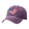 thumbnail image 2 of Siminsem Vintage Distressed Cotton Dad Hat American Flag Baseball Cap USA Adjustable 4th of July Patriotic Hat for Men Women Retro Washed Unstructured Summer Cap, Purple, A, 2 of 3