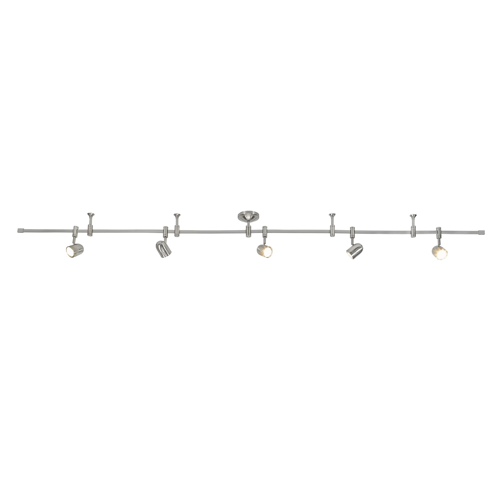 Catalina Lighting Flex Track 5-Light Dimmable LED Track Light with 8' Adjustable Track Rail Modern Light Fixture for Kitchen, Living Room, Bedroom, or Office, 3000K, Brushed Nickel