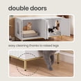 thumbnail image 3 of LEDREM Double Litter Box Enclosure for 2 Cats, Modern Cat Litter Box Furniture Hidden, with Scratching Mat, Tall Legs, White and Gold, 3 of 6