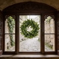 thumbnail image 6 of 15.75 Inch Large Boxwood Wreath For Front Door Window Porch, Artificial Boxwoods Greenery Leaves Outdoor Indoor Wreath For Home Door Farmhouse Wall Decor, Spring Summer All Seasons Green Wreath, 6 of 6