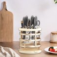 thumbnail image 4 of ZZkhGO 360° Rotation Knife Block, Stainless Steel Knife Organizer, Hollow Ventilation Cutlery Storage with Water Tray, 4 of 7