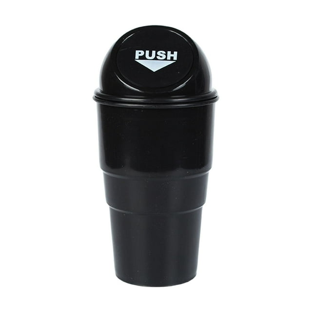 Siruishop Generic Car Cup Holder Trash Can with Lid Car Garbage Can for Desk Auto black lid