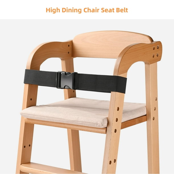 LIVINGBASICS Wooden High Chair for Toddlers to Teens Adjustable Dining Chair Step Tool With Removable Cushion And Safety Belt