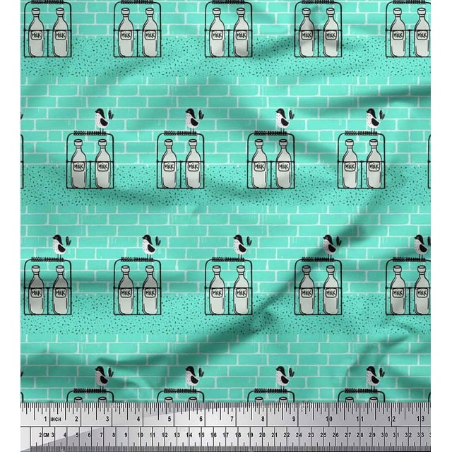 Soimoi Poly Georgette Fabric Colorful Bottle Printed Craft Fabric by The Yard 42 Inch Wide