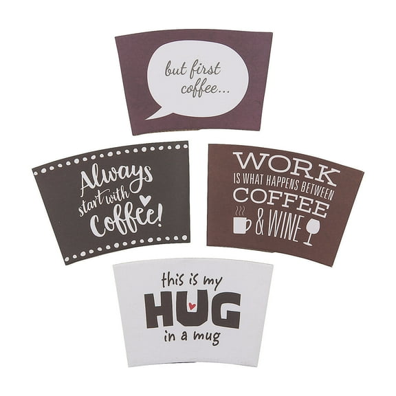 Funny Sayings Coffee Sleeves - Party Supplies - 12 Pieces