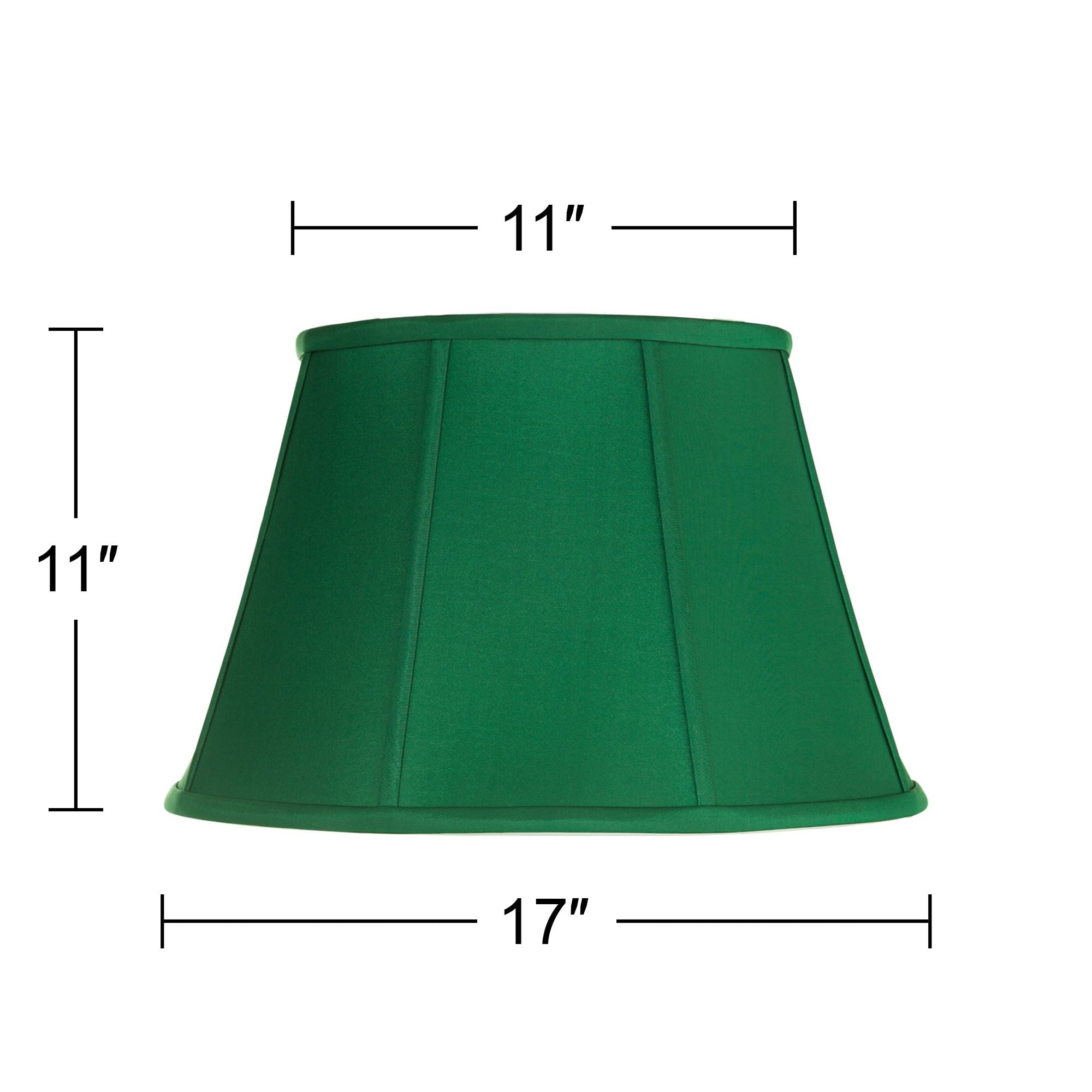 Springcrest 11" Top x 17" Bottom x 11" High x 11" Slant Lamp Shade Replacement Large Dark Green Drum Empire Spider Harp Finial