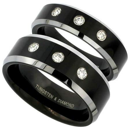 Tungsten Fc Wedding Bands Rings Compare Prices At Nextag Worldjewels 2 Ring Set 6 8 Mm Black Tungsten 900 3 Ston