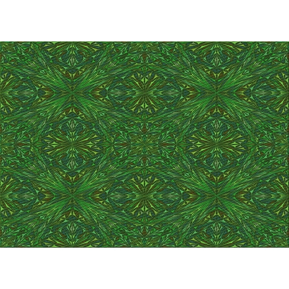 Ahgly Company Indoor Rectangle Patterned Dark Forest Green Area Rugs, 7' x 9'