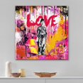 thumbnail image 3 of IDEA4WALL Canvas Print Wall Art Love Typography Color Woman Spray Paint Graffiti & Street Art Abstract Illustrations Modern Art Decorative Bohemian Multicolor for Rooms - 24"x24", 3 of 5