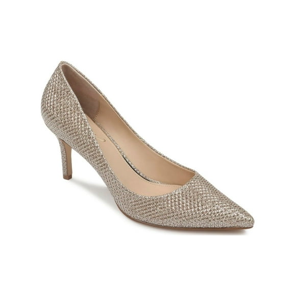 BADGLEY MISCHKA Womens Beige Comfort Glitter Rudy Pointed Toe Stiletto Slip On Dress Pumps Shoes 9 M