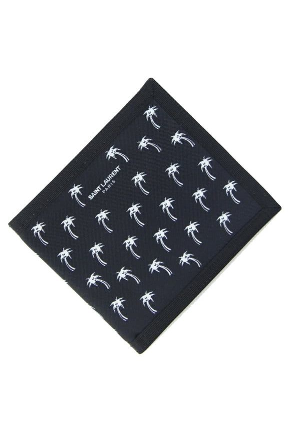 Pre-Owned Saint Laurent Bi-fold Wallet 582400 Black Nylon Compact Palm Tree Design...