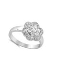 thumbnail image 4 of Vintage Flower Halo White Cubic Zirconia Ring .925 Sterling Silver Band Jewelry Female Male Size 6, 4 of 4