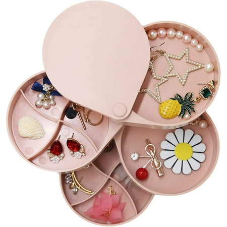 organizer earring bracelets jewelry rotating tray layer holder rings necklace storage case box travel