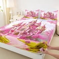 thumbnail image 3 of Homewish Pink Castle Twin Sheet Sets 3pcs for Teens Adults Female,Dreamy Princess Twin Fitted Sheet Microfiber,Spring Garden Flowers Breathable Flat Sheet,Super Cozy Room Decor, 3 of 7