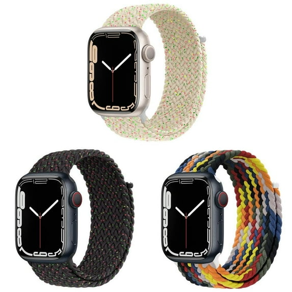 BXUXOHS (1/3Pack) Braided Solo Loop for Apple Watch Bands 44mm 45mm 40mm 49mm 38mm 41mm 42mm for Women Men, Elastic Adjustable Velcro Nylon Sport Strap for iWatch Series Ultra SE 8 7 6 5 4 3 2 1 Nike