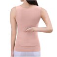 thumbnail image 4 of RXIRUCGD Femmes Couleur Unie Col Rond Sans Manches Poches avant et Oreilles Version Fine Haute Élasticité Deux Tons sous-Vêtements Chauds Haut (Rose, Taille:3TG), 4 of 4