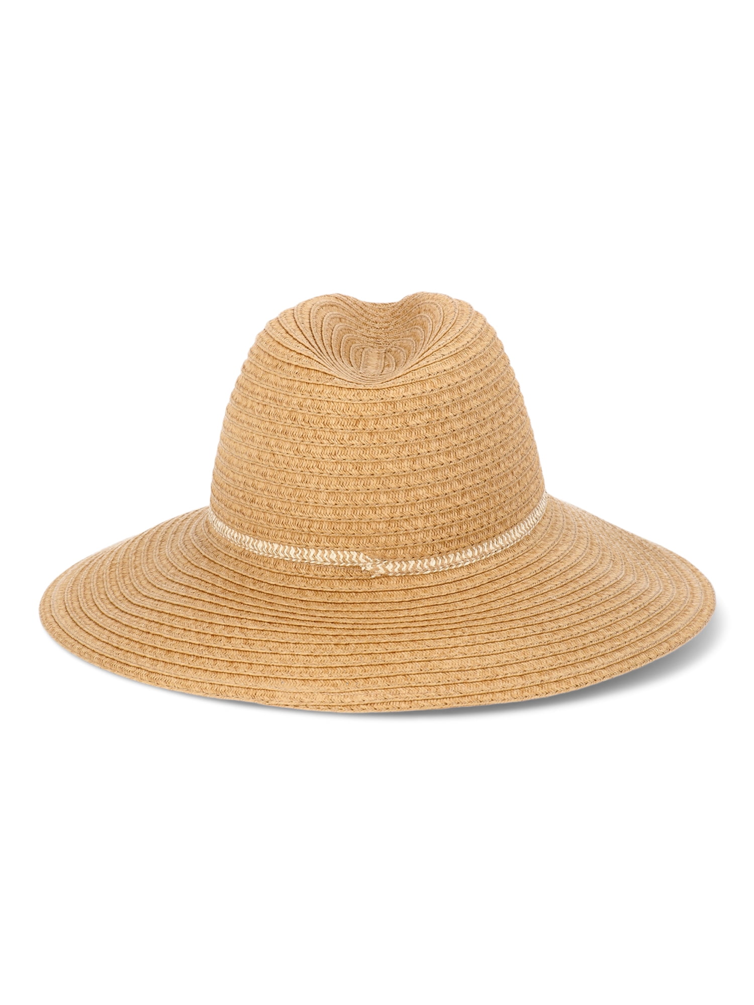 Time and Tru Women’s Wide Brim Mix Stripe Panama Hat, One Size Fits Most
