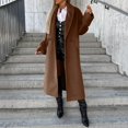 thumbnail image 2 of Gibobby Women's Winter Outerwear Overcoat Peter Pan Collar Mid-thigh A-line Single Breasted Pea Coat(Coffee,M), 2 of 6
