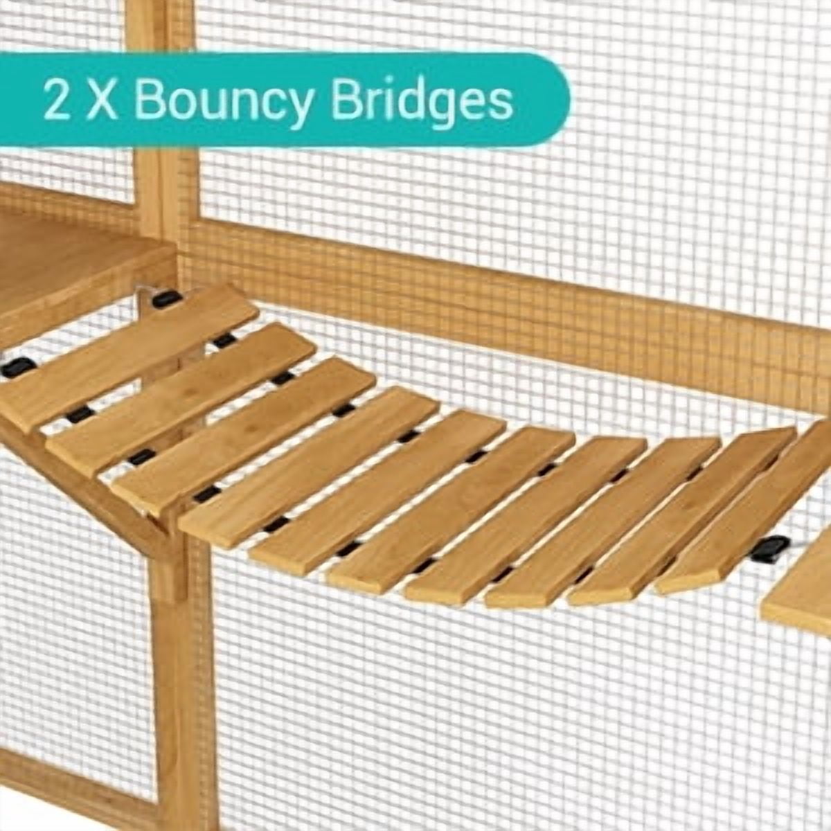 NARTRU Large Wooden Outdoor Cat House, Cat Run Enclosure Walk in Cat Catio Cage Pet Kennel Playpen with Jumping Activity Platforms