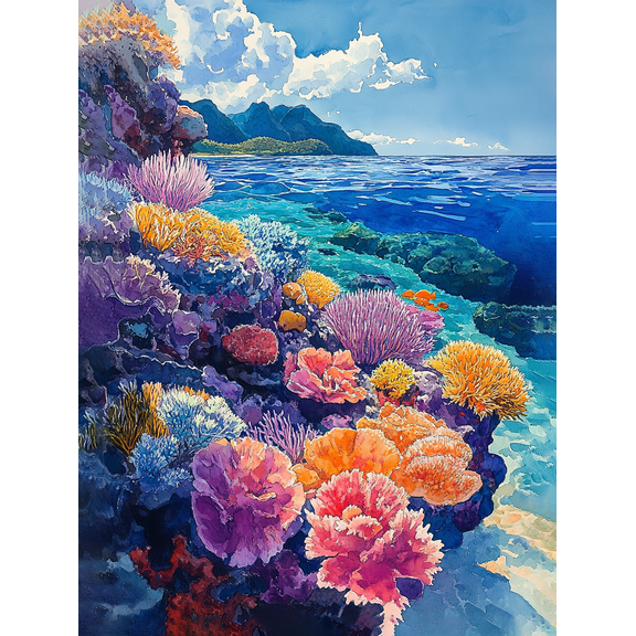 Vibrant Coral Reef Ocean Scene Canvas Wall Art， Perfect for Living Room， Bedroom， Bathroom， Office， and Hotel Decoration