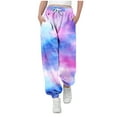 thumbnail image 2 of MKOSPLRT Girls Sweatpants High Elastic Waist Athletic Joggers Tie Dye Graphic Sweat Pants Baggy Cinch Bottom Pants with Pocket, 2 of 8