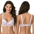thumbnail image 3 of Curve Muse Women's Plus Size Underwired Unlined Balconette Cotton Bra-3Pack-White Print,Pink,White-46DDD, 3 of 7